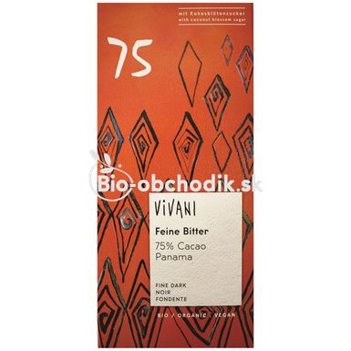 Dark chocolate 75% with coconut sugar Vivani 80g